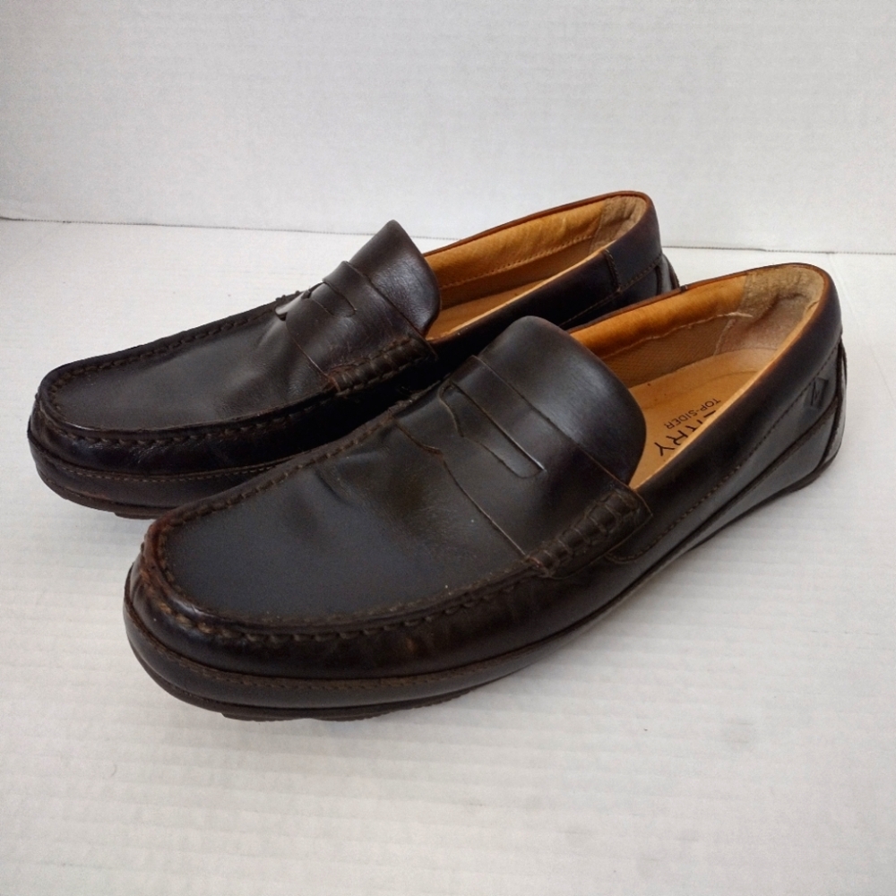 Sperry Top-Sider STS10721 Men 9.5M Driving Penny Loafers Dark Brown Leather